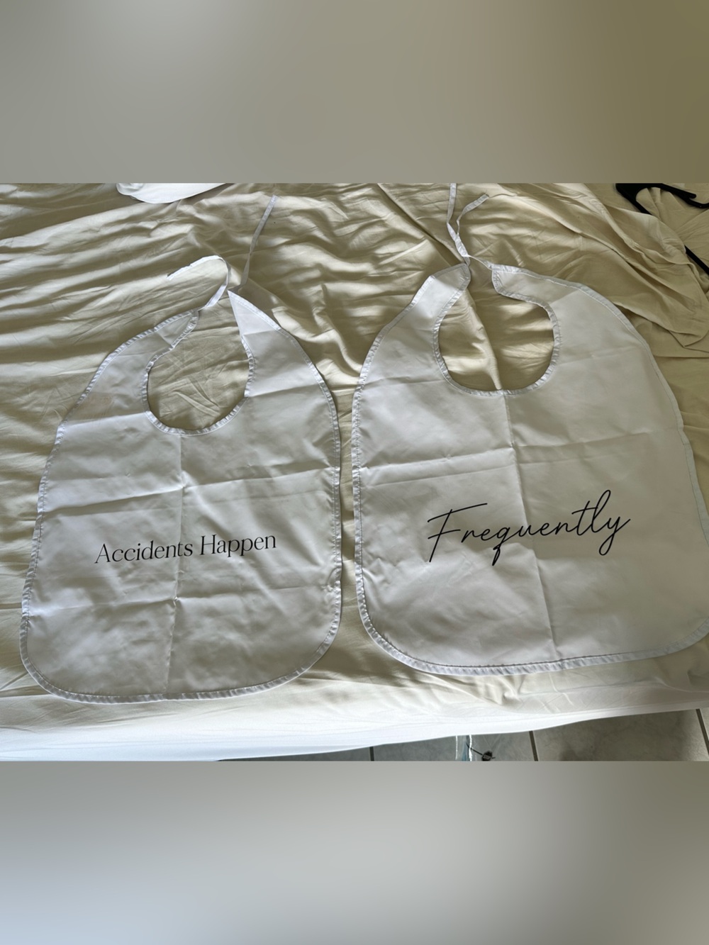 Wedding White 'Accidents Happen / Frequently' Absorbent Protective Bibs for